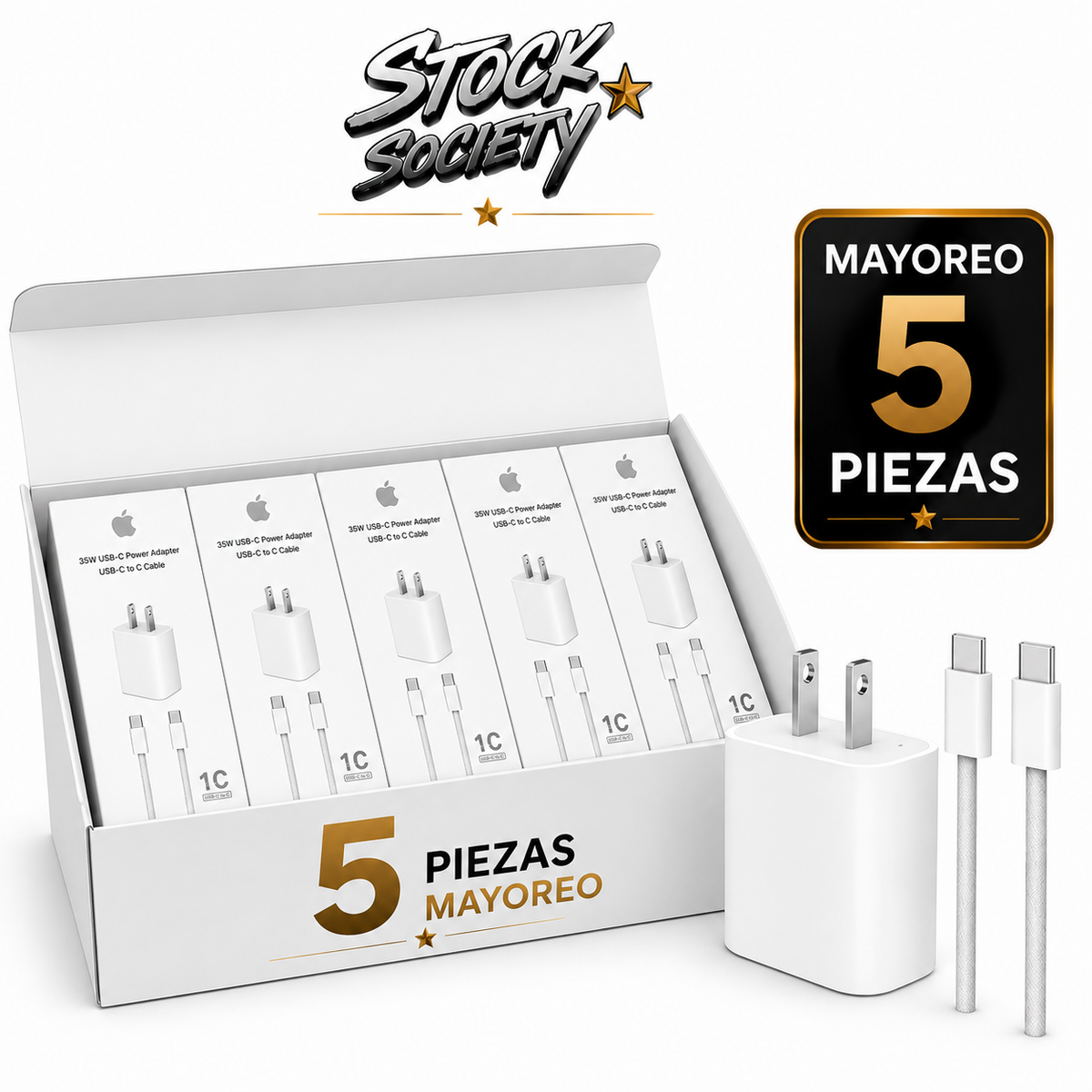 Paquete Mayoreo 5 Piezas Cargador 35W Tipo C